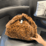 Chanel 25 Small Faux Leopard Fur Handbag Brown - Image 6