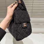 Chanel 25 Small Washed Denim & Grained Leather Handbag Black - Image 2