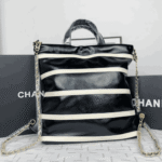 Chanel 22 Shiny Leather Backpack Black & White - Image 2
