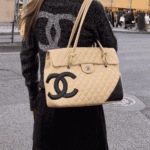 Chanel Cambon Quilted Shopping Bag Beige & Black - Image 2