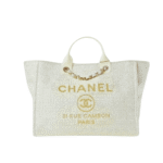 Chanel Deauville Large Tote Shopping Bag Beige