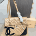 Chanel Cambon Quilted Shopping Bag Beige & Black - Image 5