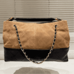 Chanel Shopping Bag Beige & Black with Gold-Tone Hardware - Image 5
