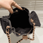 Chanel 25 Small Washed Denim & Grained Leather Handbag Black - Image 6