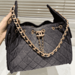 Chanel 25 Small Washed Denim & Grained Leather Handbag Black - Image 5