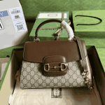 Gucci Horsebit 1955 Shoulder Bag Ebony Brown GG Canvas - Image 2