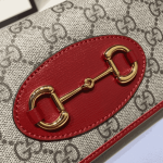 Gucci Horsebit 1955 Chain Wallet Red Leather GG Canvas - Image 2