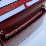 Gucci Horsebit 1955 Chain Wallet Red Leather GG Canvas - Image 4