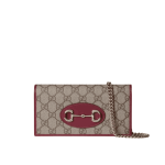Gucci Horsebit 1955 Chain Wallet Red Leather GG Canvas