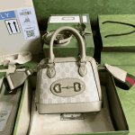 Gucci Horsebit 1955 Mini Bag Beige White Canvas - Image 7