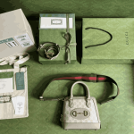 Gucci Horsebit 1955 Mini Bag Beige White Canvas - Image 4
