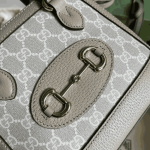 Gucci Horsebit 1955 Mini Bag Beige White Canvas - Image 5
