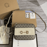 Gucci Horsebit 1955 Shoulder Bag Beige White GG Canvas - Image 6