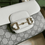 Gucci Horsebit 1955 Shoulder Bag Beige White Canvas - Image 4