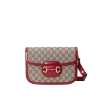 Gucci Horsebit 1955 Shoulder Bag Beige Red GG Canvas