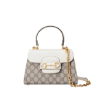 Gucci Horsebit 1955 Shoulder Bag Beige White Canvas
