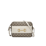 Gucci Horsebit 1955 Shoulder Bag Beige White GG Canvas