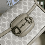 Gucci Horsebit 1955 Small Shoulder Bag Beige White Canvas - Image 3