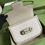 Gucci Horsebit 1955 Small Shoulder Bag Beige White Canvas - Image 4