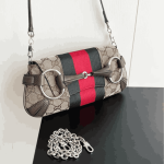 Gucci Horsebit Chain Small Shoulder Bag Beige Brown GG Canvas - Image 3
