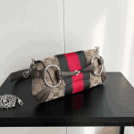 Gucci Horsebit Chain Small Shoulder Bag Beige Brown GG Canvas - Image 4