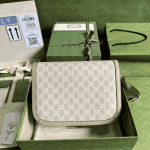 Gucci Horsebit 1955 Small Shoulder Bag Beige White Canvas - Image 8