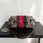 Gucci Horsebit Chain Small Shoulder Bag Beige Brown GG Canvas - Image 10