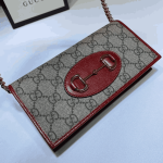 Gucci Horsebit 1955 Chain Wallet Red Leather GG Canvas - Image 6