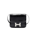 Hermès Constance 19 Shiny Alligator Leather Handbag Black