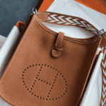 Hermès Mini Evelyne Clemence Leather Crossbody Bag Dark Brown - Image 5