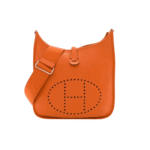 Hermès Evelyne PM Clemence Leather Crossbody Bag Orange Feu