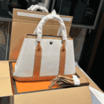 Hermès Garden Party 30 Canvas & Leather Tote Bag Orange - Image 3