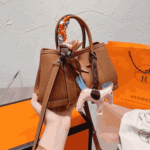 Hermès Garden Party Mini Leather Tote Bag Brown - Image 8