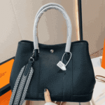 Hermès Garden Party 30 Tote Bag with Patterned Strap Black - Image 6
