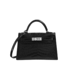Hermès Mini Kelly Matte Alligator Leather Handbag Black