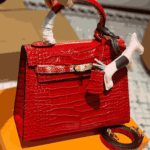 Hermès Kelly 25 Alligator Leather Handbag Red - Image 3