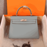 Hermès Kelly 25 Togo Leather Handbag Gris Mouette Grey - Image 3