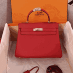 Hermès Kelly 25 Togo Leather Handbag Rouge Casaque - Image 3