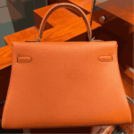 Hermès Kelly 28 Epsom Leather Handbag Orange Gold Hardware - Image 4