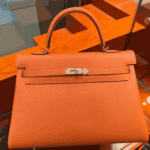 Hermès Kelly 28 Epsom Leather Handbag Orange Gold Hardware - Image 5