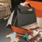 Hermès Kelly Mini Epsom Leather Handbag Black & Gold - Image 2