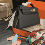 Hermès Kelly Mini Epsom Leather Handbag Black & Gold - Image 5