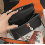 Hermès Kelly Mini Epsom Leather Handbag Black & Gold - Image 6
