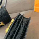 Hermès Mini Constance Shiny Salvator Lizard Leather Shoulder Bag Black - Image 3