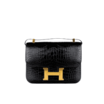 Hermès Mini Constance Shiny Salvator Lizard Leather Shoulder Bag Black