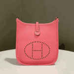 Hermès Mini Evelyne Clemence Leather Crossbody Bag Rose Azalee - Image 5