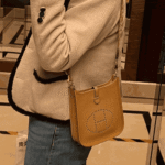 Hermès Mini Evelyne Clemence Leather Crossbody Bag Brown - Image 5