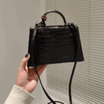 Hermès Mini Kelly Matte Alligator Leather Handbag Black - Image 6
