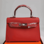 Hermès Mini Kelly Leather Handbag Red - Image 3