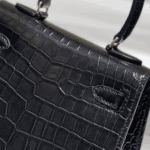 Hermès Mini Kelly K20 Leather Handbag Black Gold Hardware - Image 3